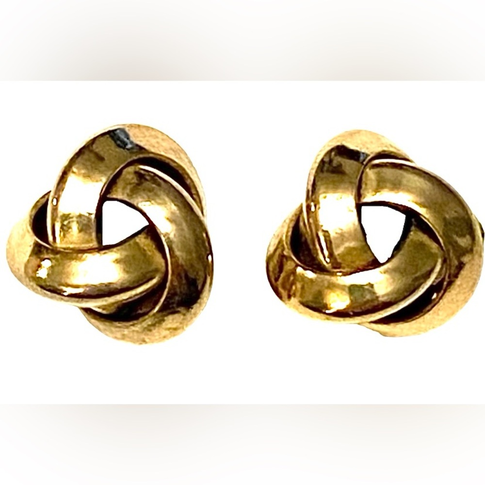 Vintage modern minimalist Gold Endless Knot Earrings Studs